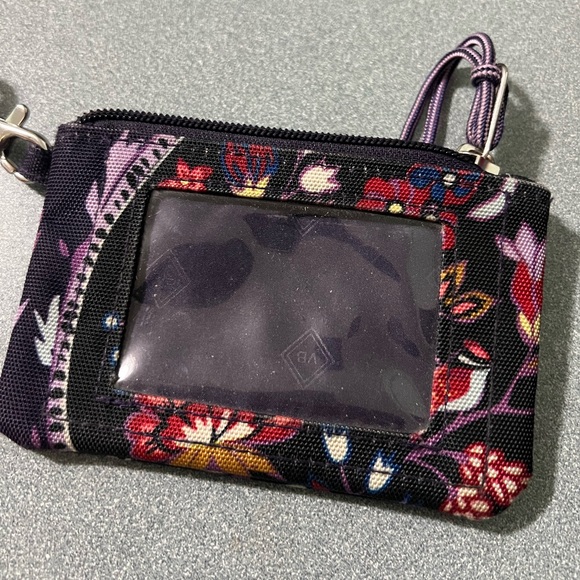 Vera Bradley Iconic Zip ID Purple Floral Case lanyard. - Picture 2 of 12